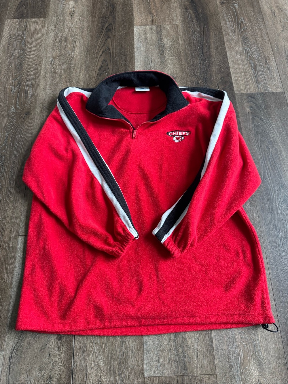 Men's Chiefs Red Quarter-Zip Fleece Pullover Size XXL - Picture 2 of 9